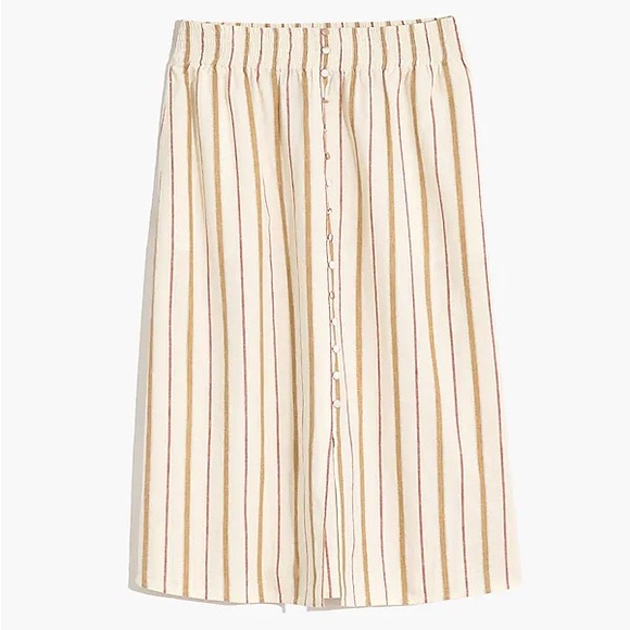 Madewell Linen-Cotton Smocked-Waist Button-Front Midi Skirt - Picture 4 of 6